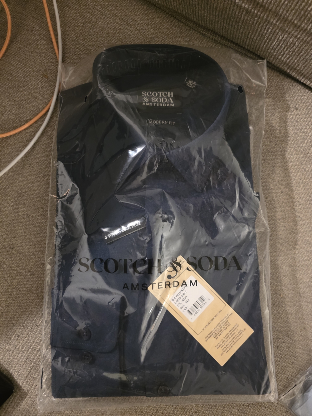 Scotch & Soda Amsterdam Men's Modern Fit 4-Way Stretch Navy Dress Shirts NIPWT